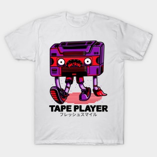 Tape Player Funny Cartoon Characters T-Shirt